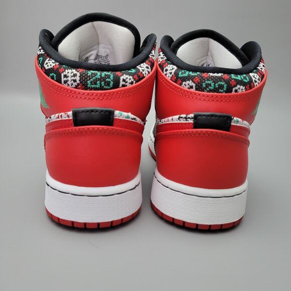 Nike Air Jordan 1 Mid SE Ugly Sweater White Green Red Black DM1208 150 Size 4.5Y - Picture 7 of 11